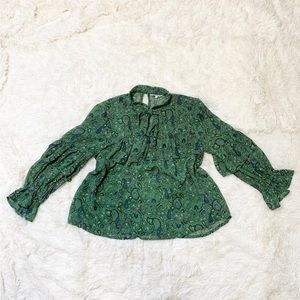 Lucky brand boho teal long sleeves blouse